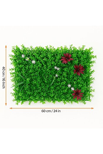 OEM Set 3 Pieces Artificial Decorative Fence 60x40cm (2+1 Free) – Green Leaves on Mesh