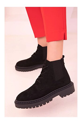Mater Ayakkabı Exclusive Elastic Laced Ankle Length Women's Boots