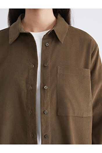 LC Waikiki Lcw Modest Khaki Velvet Women's Shirt Tunic