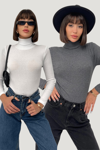 New Now Tokyo Full Collar Long Sleeve Camisole Sweater