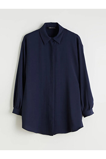 LC Waikiki Lcw Modest Navy Blue Oversize Women's Shirt Tunic