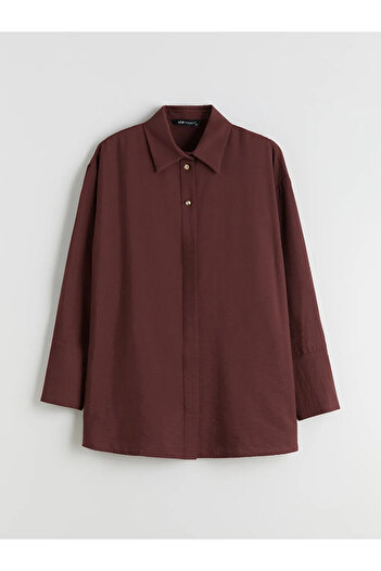 LC Waikiki Lcw Modest Burgundy Women's Shirt Tunic
