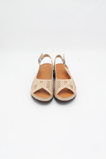 ENDİCAN 024 705L-15 Women's Genuine Leather Sandals Beige