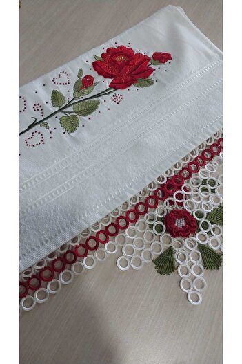 Papatyam Handcrafted Dowry Towel Crocheted Embroidered Towel Hand Knitted/Crocheted/Handmade/Handcrafted/Handwork/