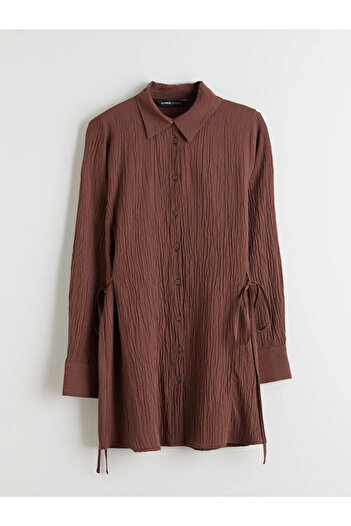 LC Waikiki Lcwaikiki Women's Classic Brown Textured Shirt Tunic
