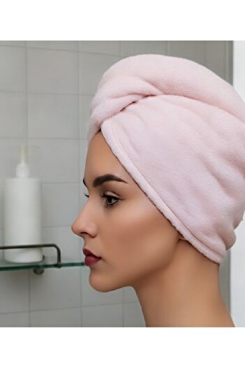 Fronte Home Hair Towel Hair Cap Turban 100% Cotton Drying after Bath, Pool and Sea Pink