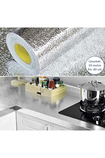 Online Home Market 10 Meters Self Adhesive Erasable Kitchen Countertop Sticker Foil Silver Color