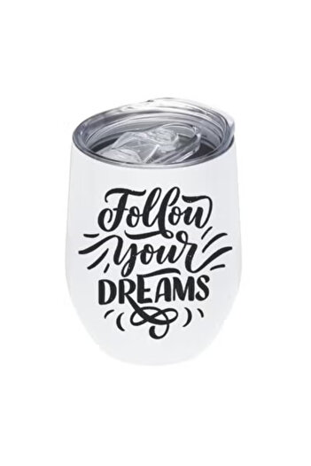 LOUD UNIVERSE White Stainless Steel Insulated Tumbler 12Oz With Lid Printed Follow Your Dream