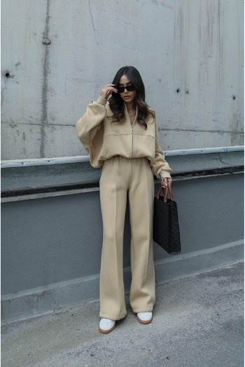 BARLİZ Women's Winter 3 Thread Oversize Fit Bomber Jacket Tracksuit Set