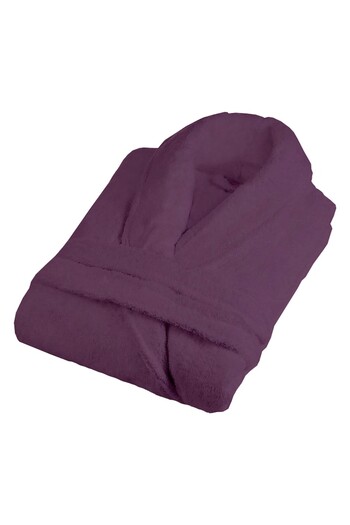 RALEX PUCIOASA Bathrobe and SPA Hotel with Kimono Collar Velvet 100% Cotton, Unisex S/M, 420 g/m², Purple