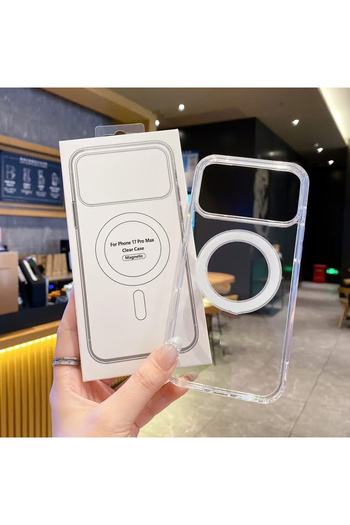 Shopi Transparent TPU Anti-Shock Magnetic Phone Case for iPhone 15 16 17 Pro Max