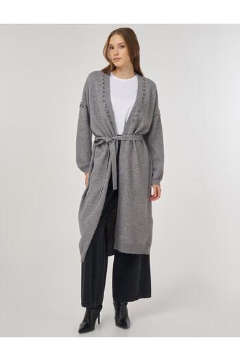 Kayra Embroidered Knitwear Cardigan Gray