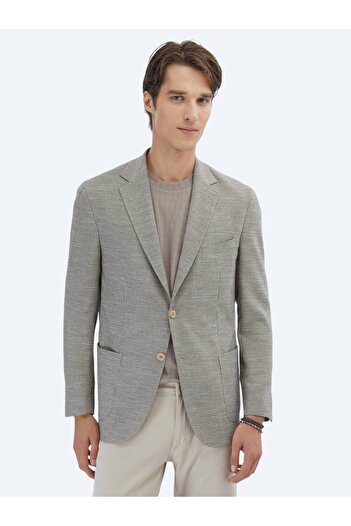 Kip Brown Patterned Modern Fit Jacket