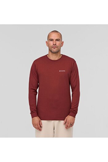 Columbia Csc m Basic Sm Logo Ls Tee Bordo Erkek Outdoor Tshirt Cs0354