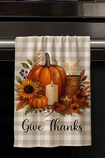 Else Dekor Autumn Pumpkin Pattern Decorative Washable Cotton Kitchen Oven Hand Towel