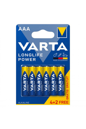 Varta Battery Alkaline Longlife power AAA LR3 B6