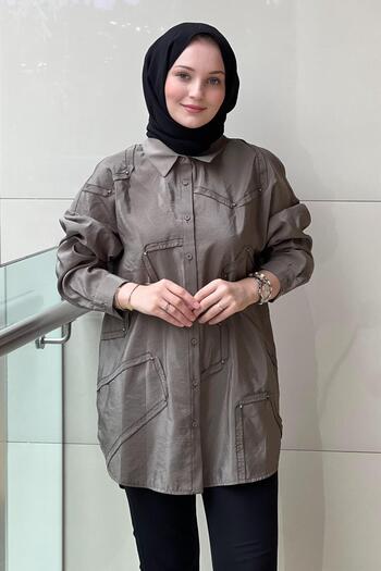 Ceremony Buttoned Long Sleeve Decorative Stitched Shirt