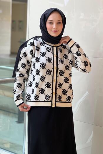 Ghisa Rose Patterned Knitwear Cardigan