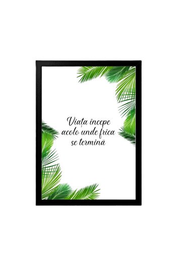 OEM Set 4 Decorative Motivational Message Frames, Palm Leaves Design, Black, Betaprint, 30x20cm, A4