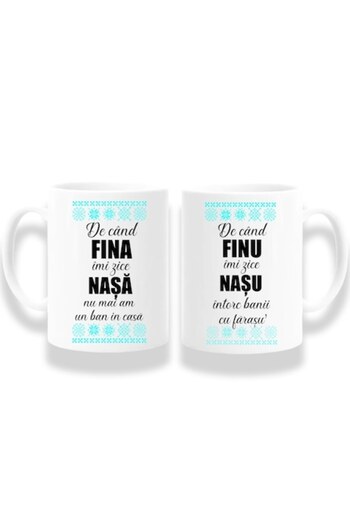 OEM Set 2 Cani Personalizate pentru Nasi, Model Albastru deschis, Betaprint, 330ml