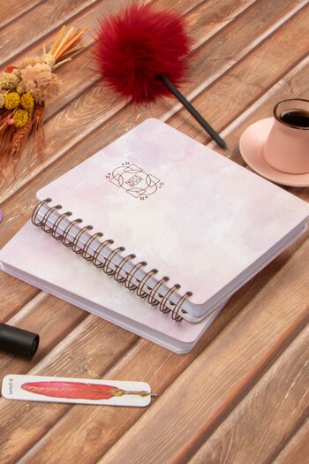 DİVAL 16.5X20 cm Pink Hard Cover Dotted Undated Spiral Note School Notebook