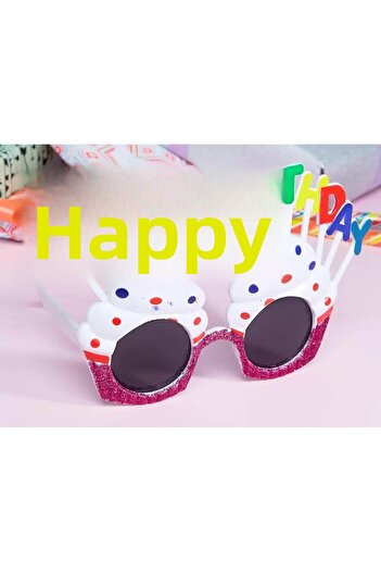 TTT Happy Birthday White Fuchsia Party Glasses