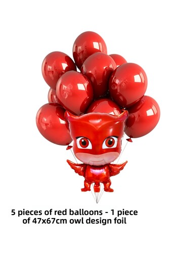 Evabrite Pijamaskeliler Foil Balloon Set - Owl Girl - Foil Balloon Birthday Party Set