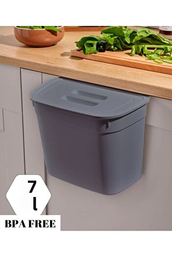 Se Yank Haus Kitchen Countertop and Cabinet Hanging Trash Can - Practical Trash Can with Lid 7 Liters