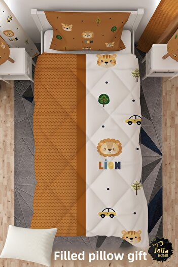 Talia Home Lion Lion Patterned Single Children's Quilt Sleeping Set