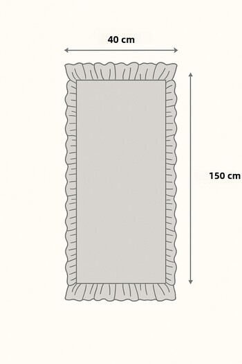 Morlay Natural Gray Frilly Linen Runner - 40X150 cm
