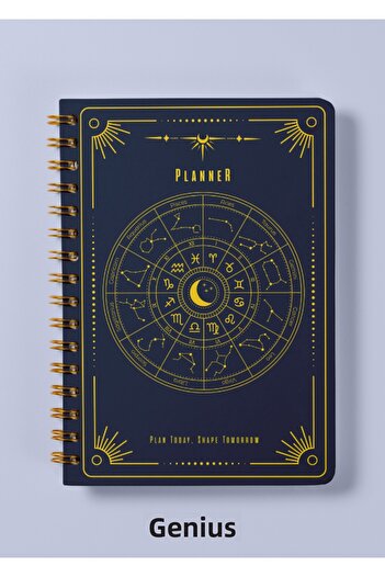 Dahiyen A5 спирално подвързан ленен вечен планиращ дневник - Stellar Navy с твърда корица
