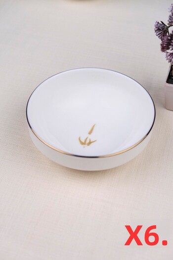 tabakevi Tabak Evi Porcelain Natura Marinum Gold Gilded Bowl 13.50cm Set of 6