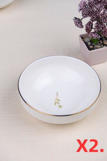 tabakevi Tabak Evi Porcelain Natura Cluster Gold Gilded Bowl 13.50cm 2 Pcs