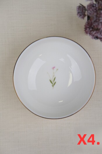 tabakevi Tabak Evi Porcelain Natura Broadcloth Gold Gilded Bowl 13.50cm Set of 4
