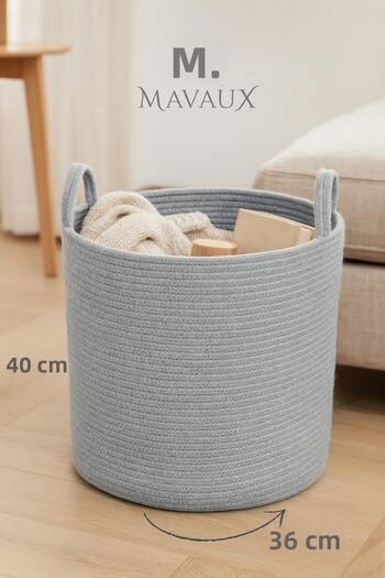 MaVaux Handcrafted Textured Large Basket – 40 X 36 cm Decorative Home Organization, Toy and Laundry Organizer