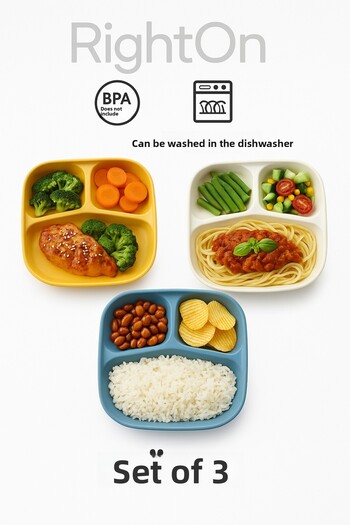 Righton Bpa-Free 3-Compartment Plate Set Healthy and Safe Dinner Plate (3 Pcs) Children's Plate Food Plate