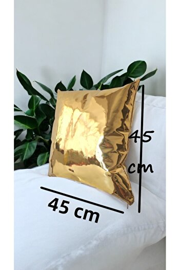 BARERMO Gold 45X45 Throw Pillow (Filled) Living Room Cushion, Cushion, Gold Leather, Cushion Sofa Cushion, Pillow