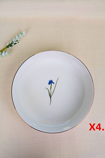 tabakevi Tabak Evi Porcelain Natura Iris Gold Gilded Bowl 20,50X5Cm 1170Cc 4 Pieces