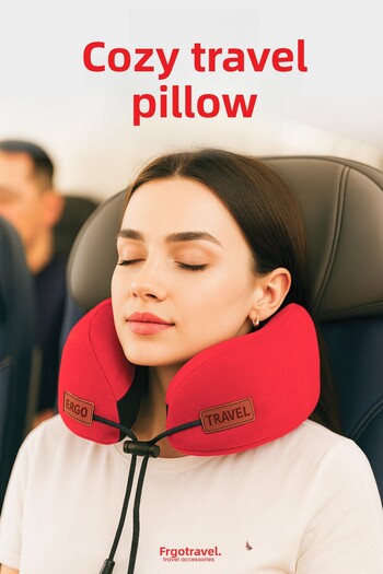 Viscofoam Cozy Orthopedic Travel Pillow Visco Neck Support Travel Pillow - Red | Ergo Travel