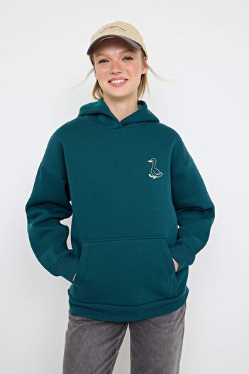 Trendyol Collection Teen Emerald Green Knitted Sweatshirt Twoaw26Sw00165