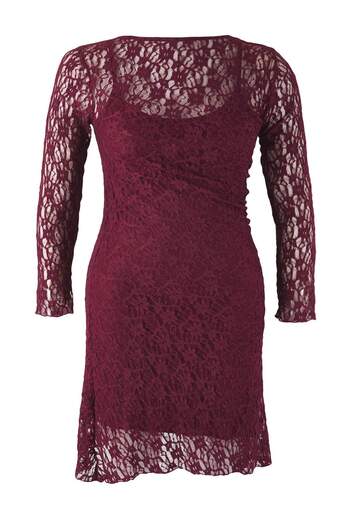 Trendyol Curve Teen Plum Lace Knitted Mini Plus Size Dress Tbbaw26Ah00042