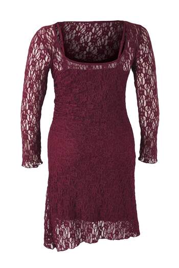 Trendyol Curve Teen Plum Lace Knitted Mini Plus Size Dress Tbbaw26Ah00042