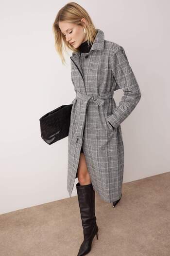 Trendyol Collection Multicolor Plaid Pattern Mono Closure Long Oversize Coat Twoaw26Kb00049