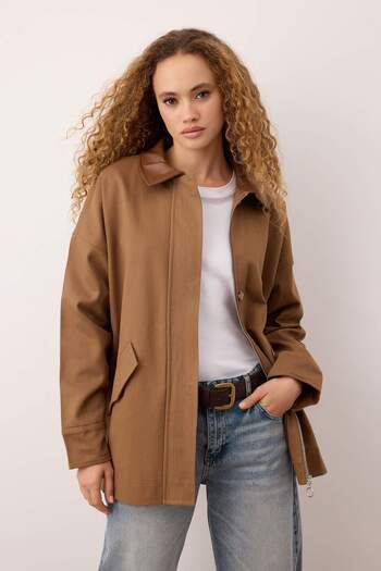 Trendyol Collection Light Brown Regular Coat Twoaw26Mo00159