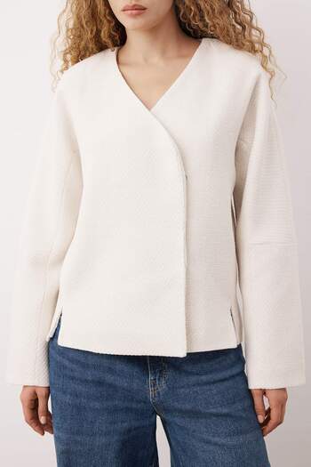 Trendyol Collection Ecru Double-Breasted Closure Woven Tweed Jacket Twoaw26Ce00026