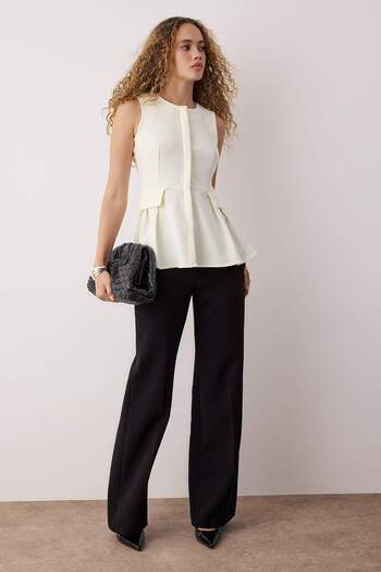 Trendyol Collection Ecru Fitted Fitted Peplum Mold Woven Vest Twoaw26Ye00050