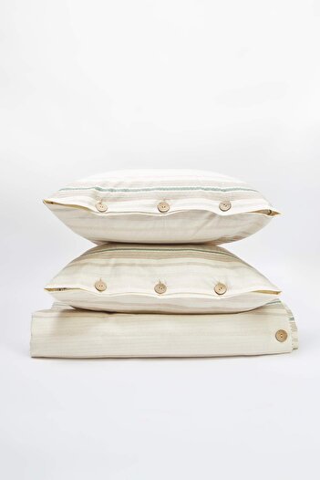 TRENDYOLMİLLA HOME Double 100% Cotton Yarn Dyed Wood Button Detailed Duvet Cover Set Tphaw26Ckn00002