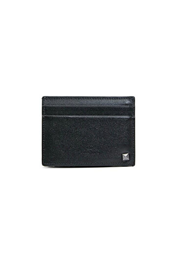 Valentino Garavani Rockstud Black Leather Men's Card Holder