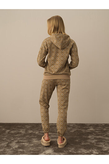 Xint Kadın Bej Işıltılı Lurex Detaylı Oversize Sweatshirt