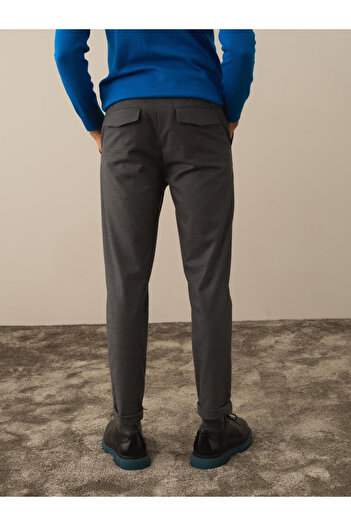 Xint Erkek Koyu Gri Dokulu Esnek Dokulu Slim Fit Jogger Pantolon